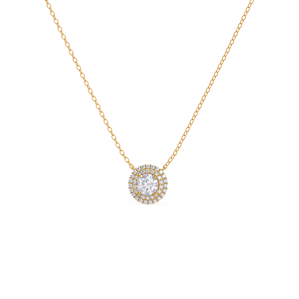 0.50 CT Round Brilliant Cut Moissanite Halo Necklace