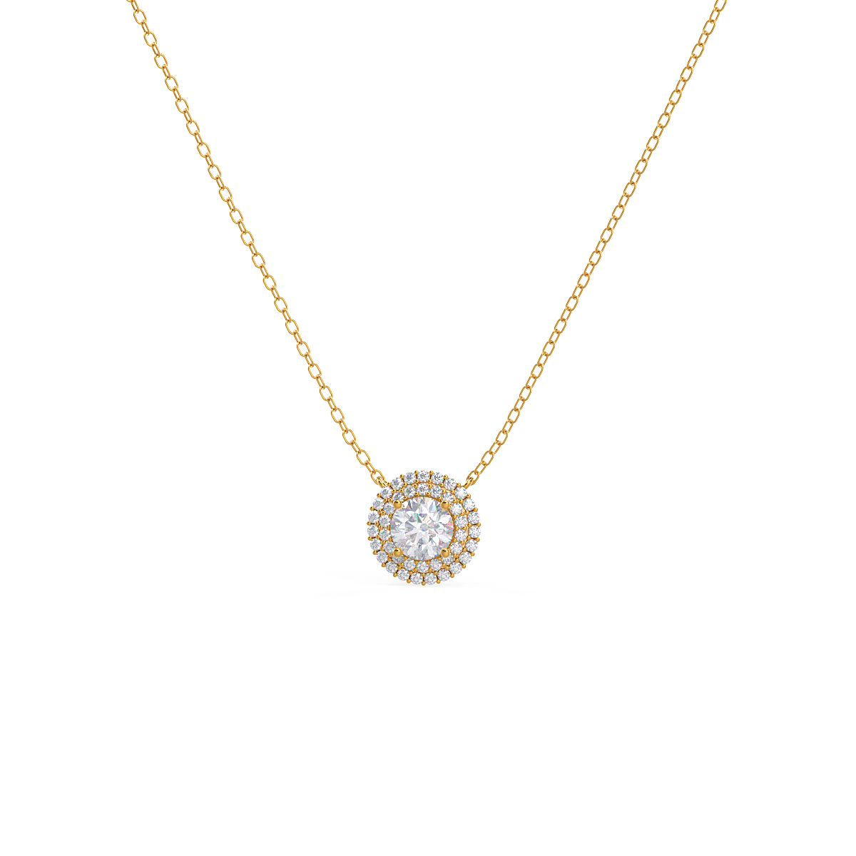0.50 CT Round Brilliant Cut Moissanite Halo Necklace