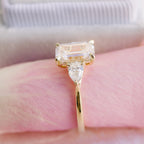 2.0 CT Emerald Moissanite Three Stones Engagement Ring