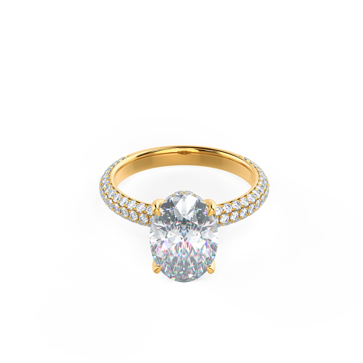 1.50 CT Oval Cut Moissanite Three Side Pave Setting Engagement Ring