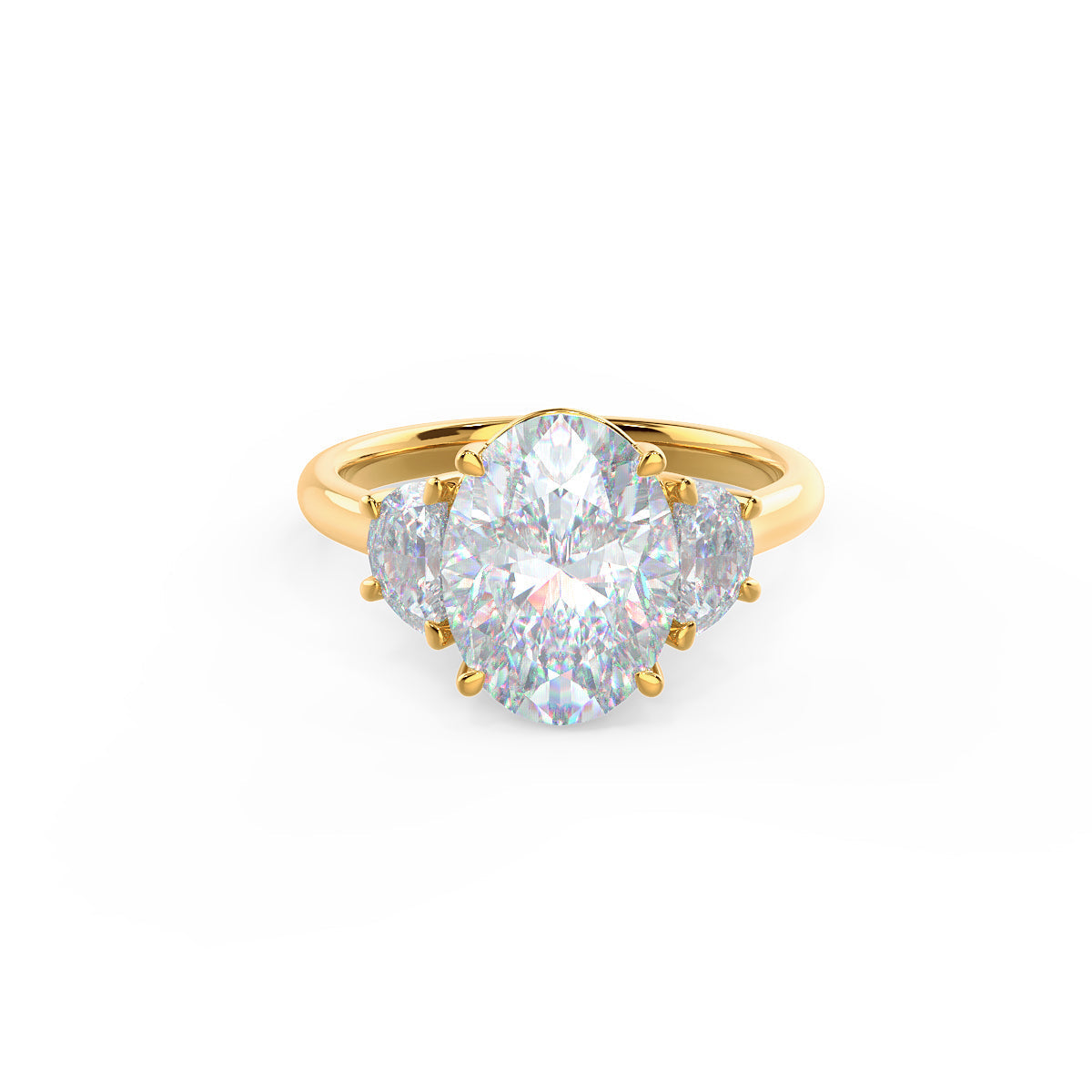 2.25 CT Oval Cut Moissanite Three Stones Engagement Ring