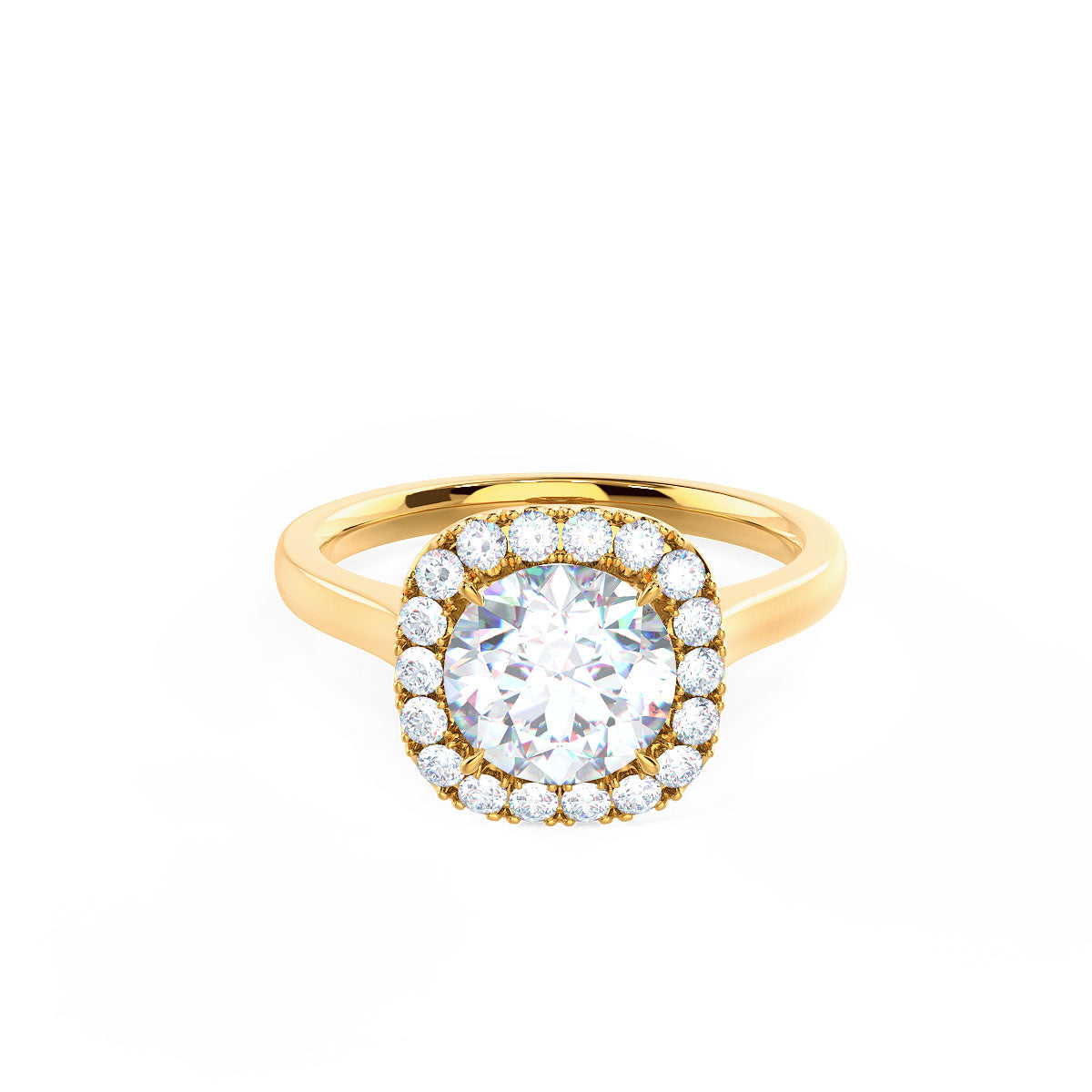 1.75 CT Round Brilliant Cut Moissanite Halo Engagement Ring
