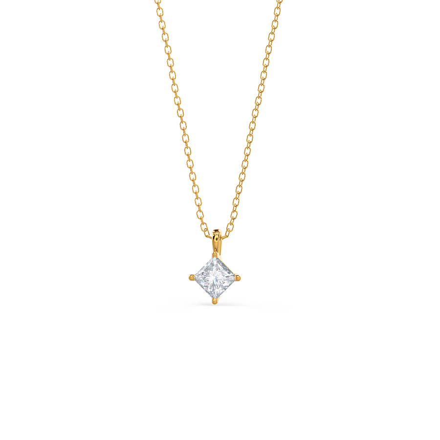0.50 CT-1.0 CT Princess Cut Moissanite Solitaire Layering Necklace