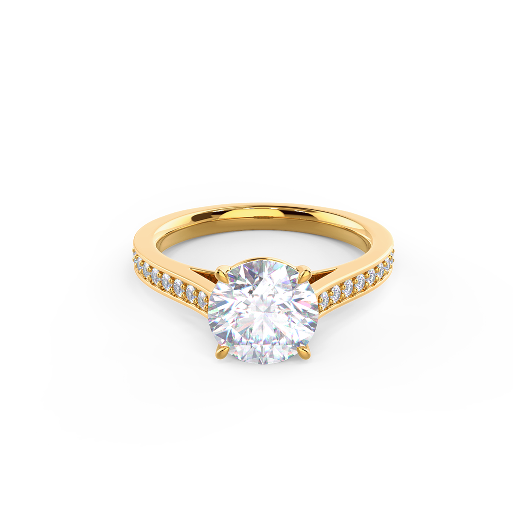 2.50 CT Round Moissanite Pave Setting Engagement Ring