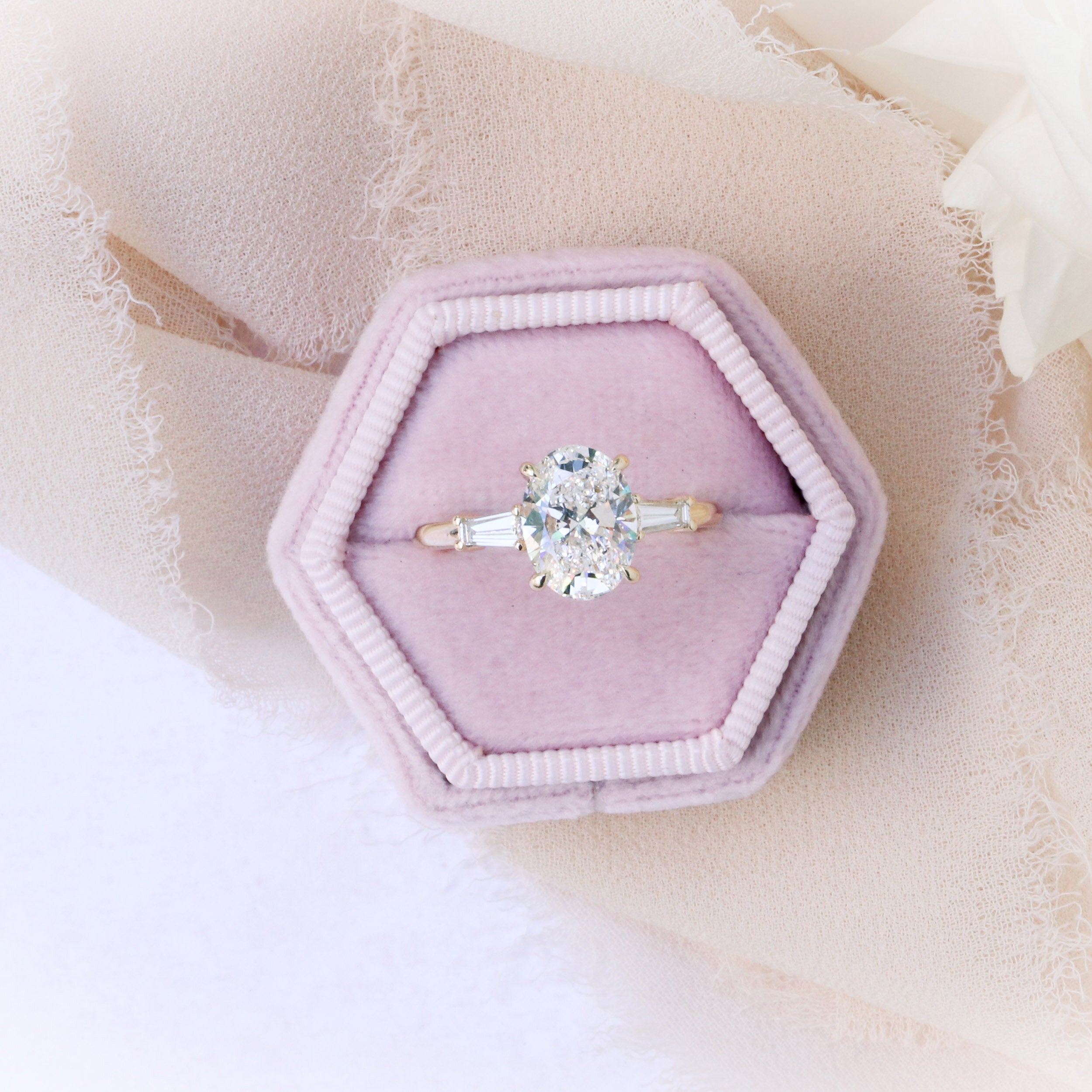 2.25 CT Oval Moissanite Three Stone Stones Engagement Ring