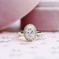 2.0 CT Oval Cut Moissanite Halo Engagement Ring