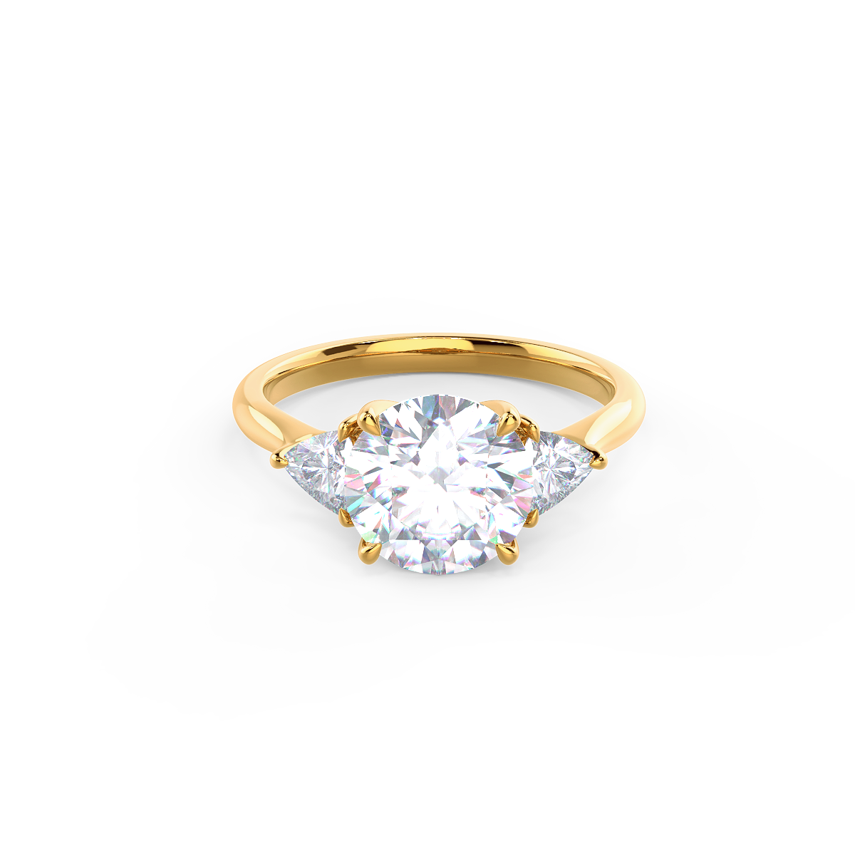 2.0CT Round Moissanite Three Stones Engagement Ring