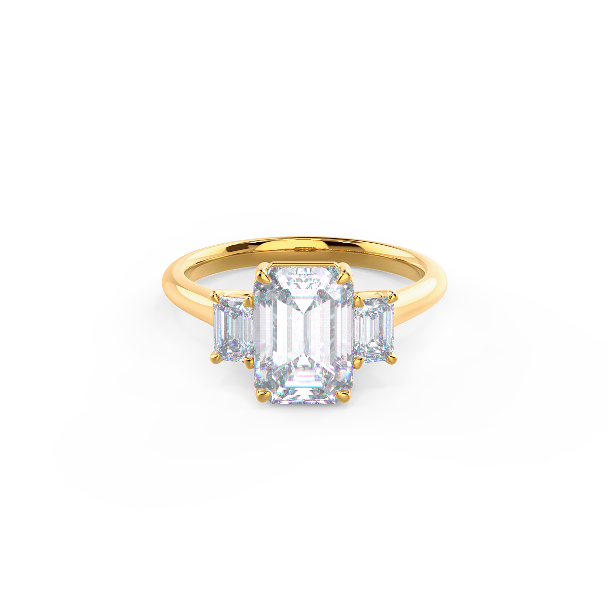 2.0 CT Emerald Moissanite Three Stones Engagement Ring