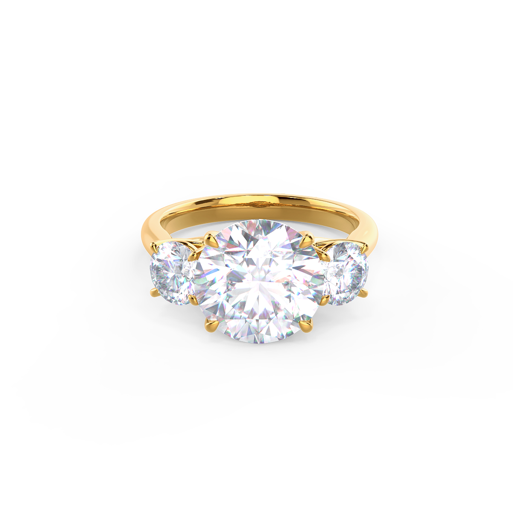 2.25 CT Round Moissanite Three Stone Engagement Ring