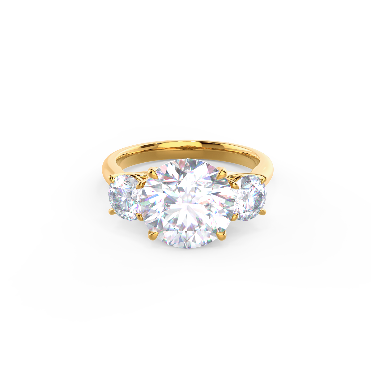 2.25 CT Round Moissanite Three Stone Engagement Ring
