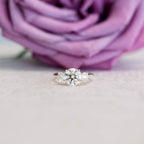 2.25 CT Round Moissanite Three Stone Engagement Ring