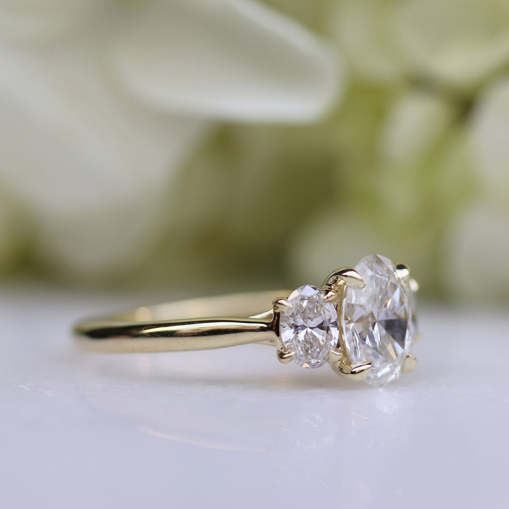 1.50 CT Oval Cut Moissanite Three Stones Engagement Ring