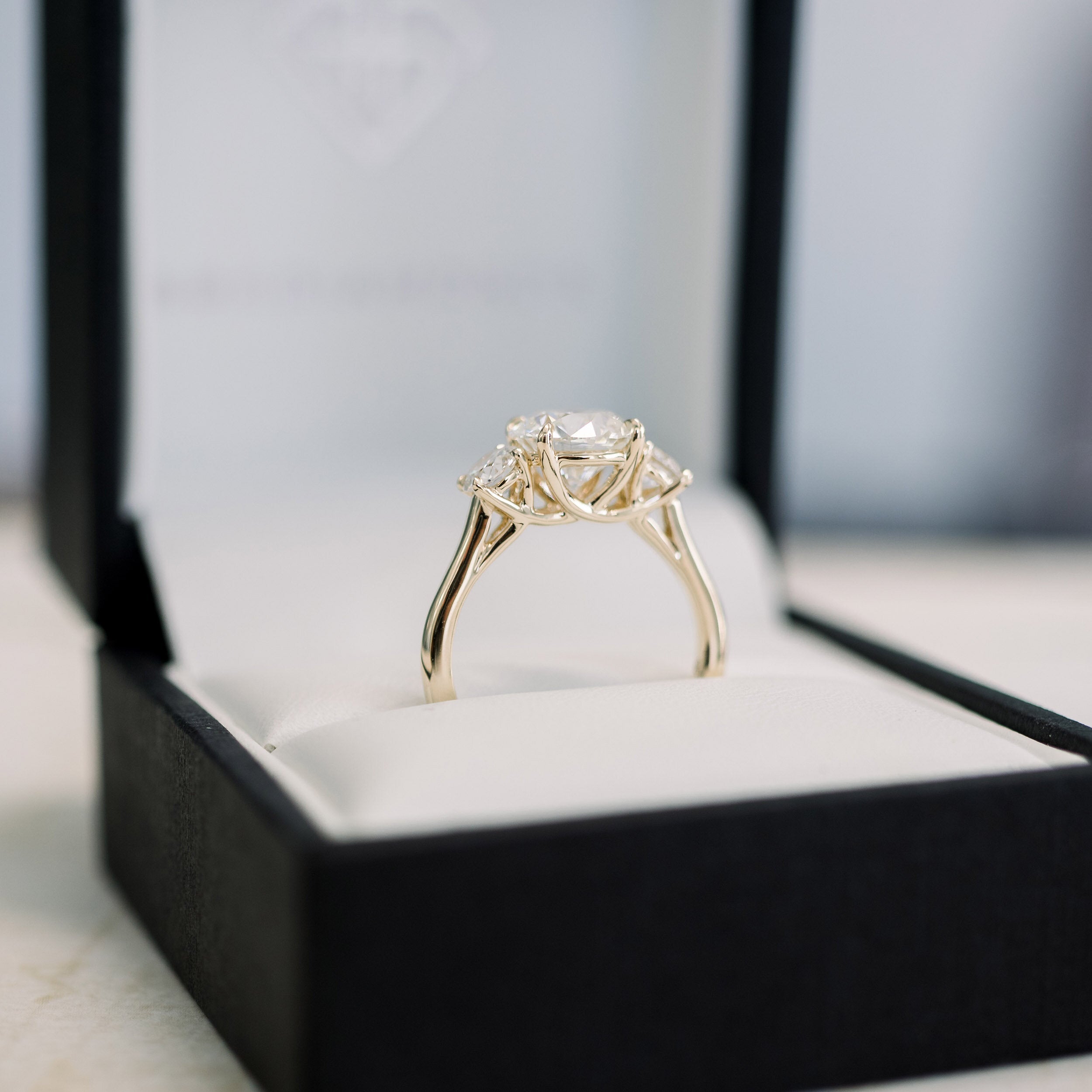 2.25 CT Round Moissanite Three Stone Engagement Ring