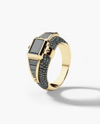 CARLIN Gold Signet Ring with 3.10ct Black Diamonds