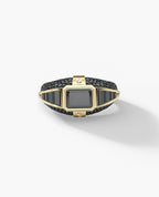 CARLIN Gold Signet Ring with 3.10ct Black Diamonds