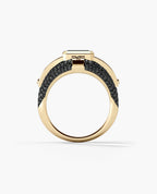CARLIN Gold Signet Ring with 3.10ct Black Diamonds