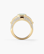 CARLIN Gold Signet Ring with 3.10ct Emeralds and Diamonds