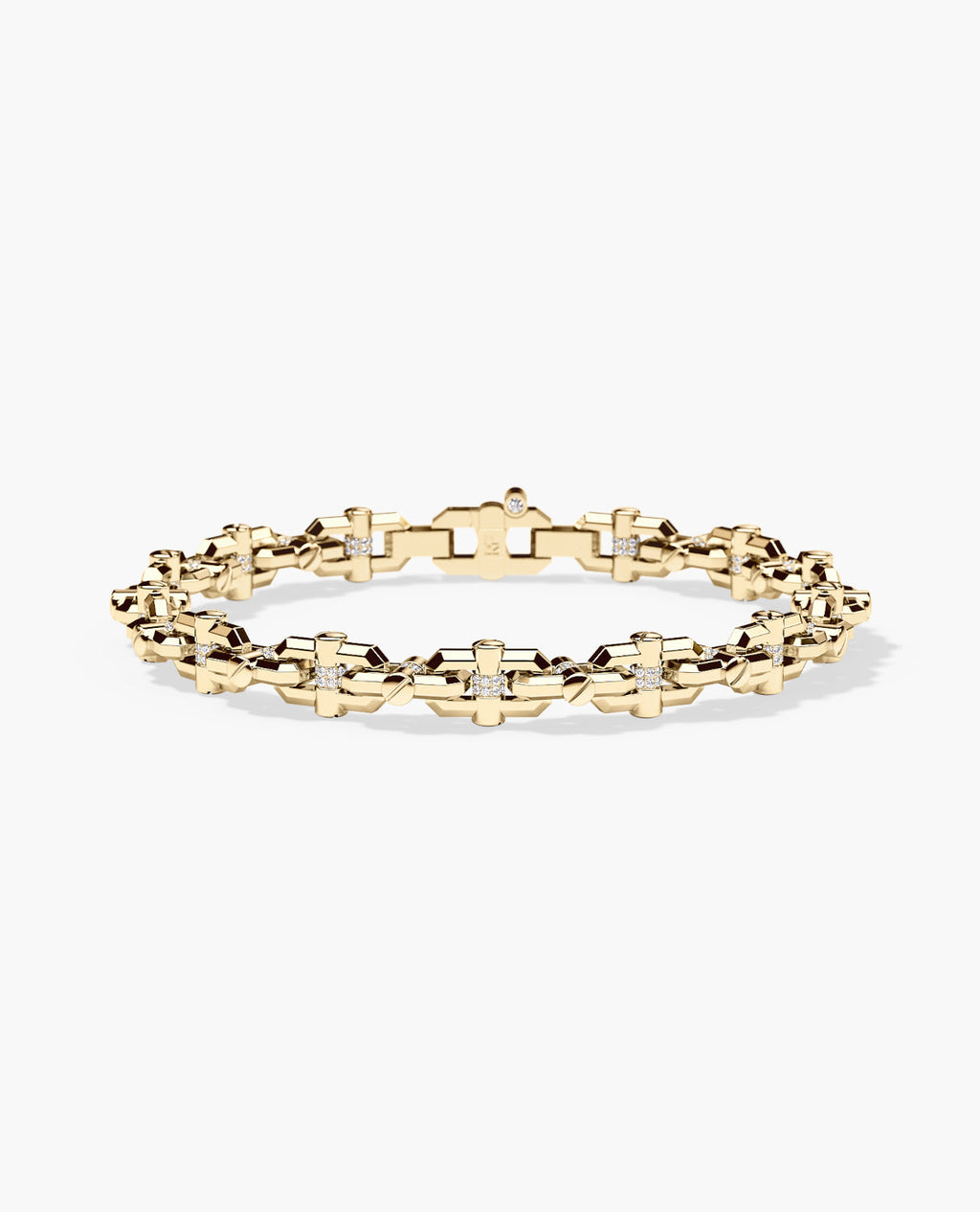 MOSS Gold Link Bracelet with Diamonds - 9mm