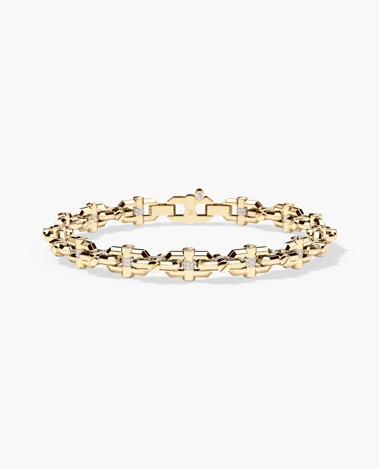 MOSS Gold Link Bracelet with Diamonds - 9mm