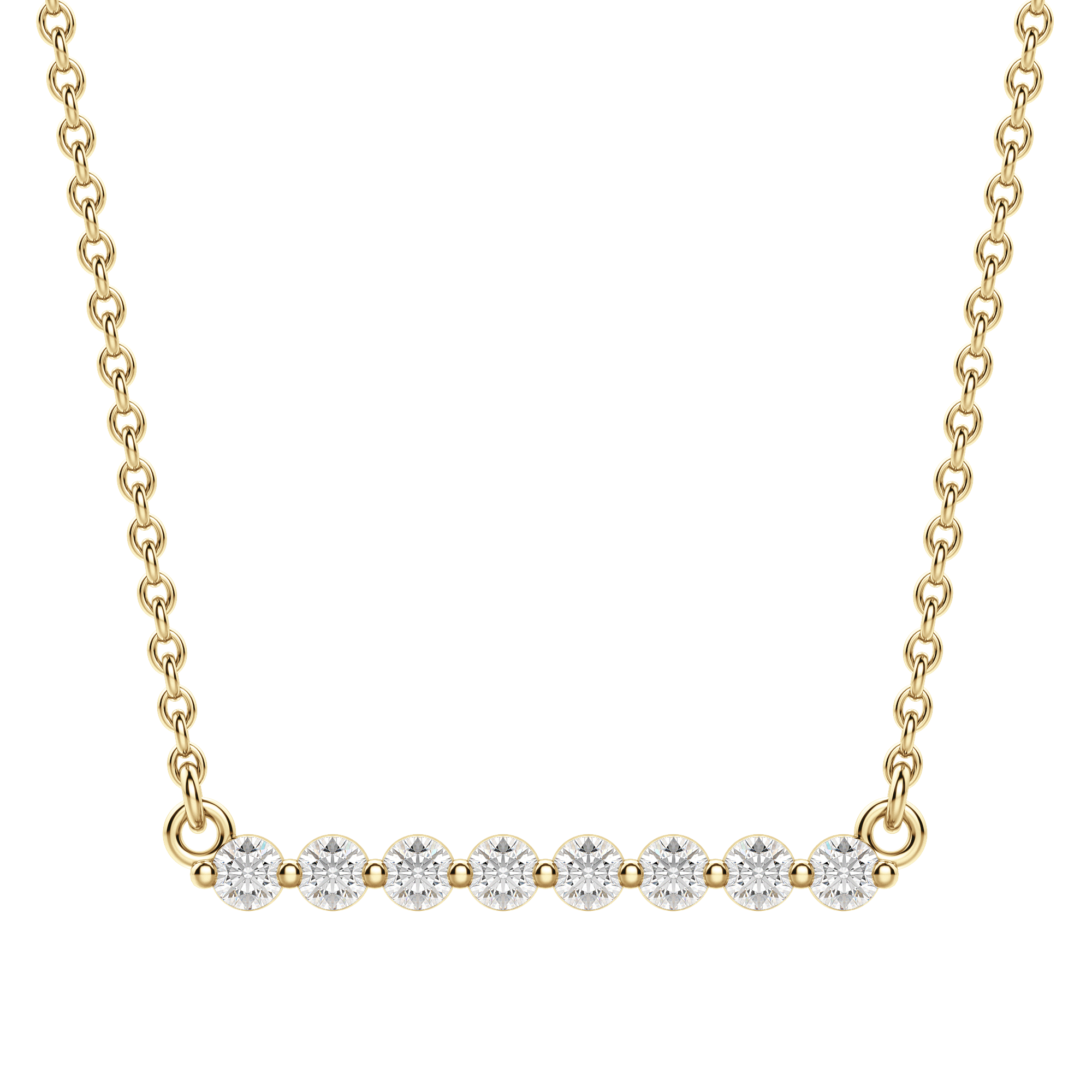 0.24 CT Round Cut Moissanite Shared Prong Necklace