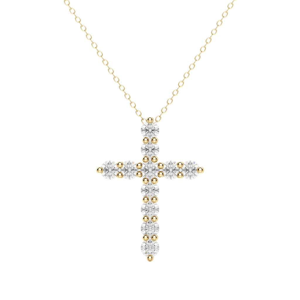 0.17 CT Round Cut Cross Pendant Moissanite Diamond Necklace