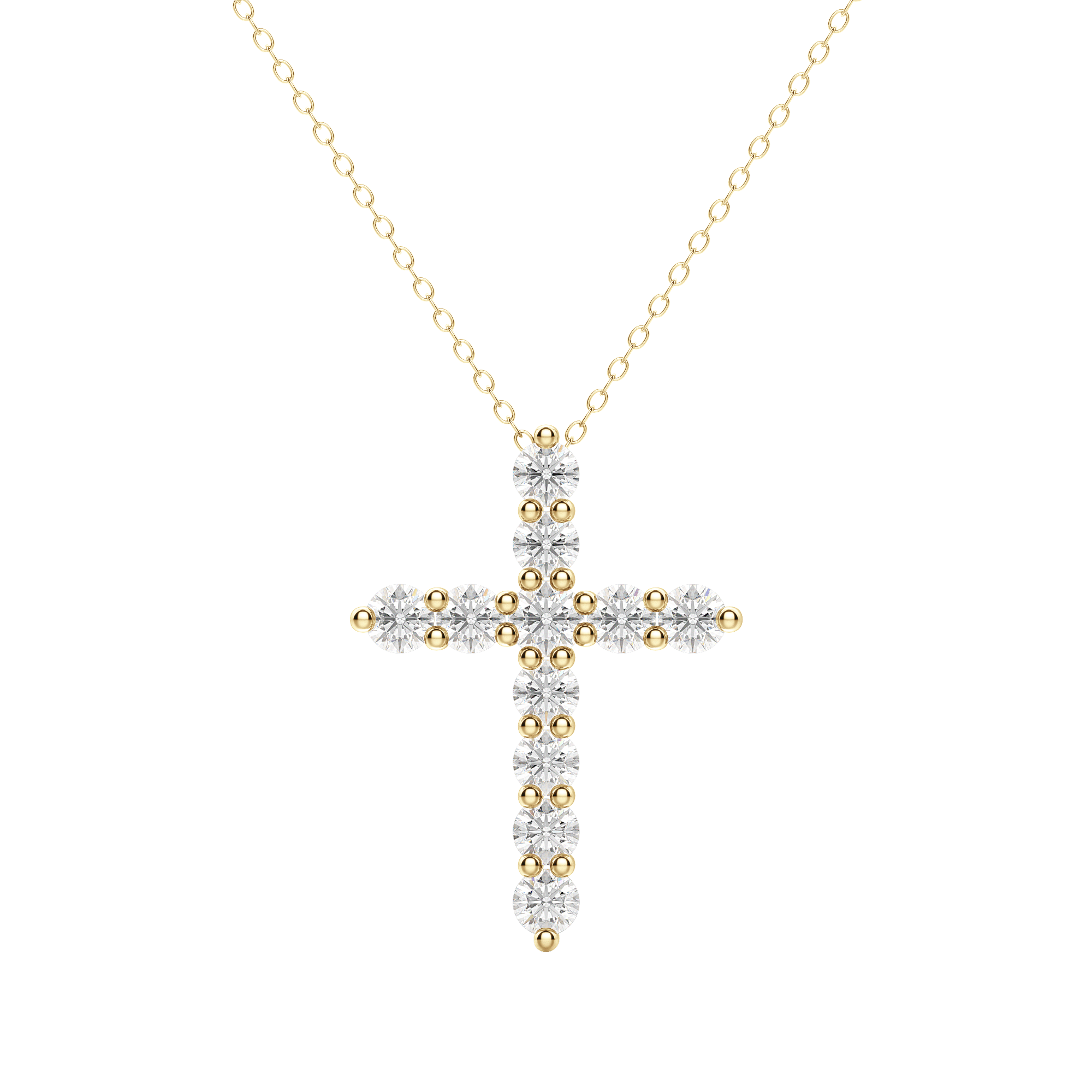 0.17 CT Round Cut Cross Pendant Moissanite Diamond Necklace