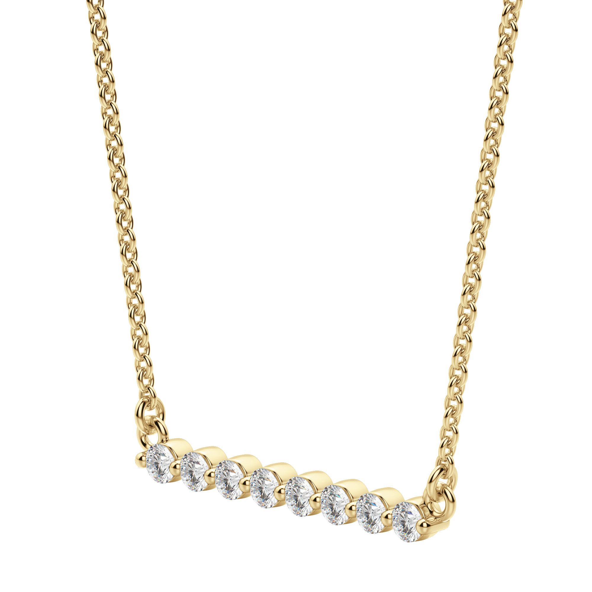 0.24 CT Round Cut Moissanite Shared Prong Necklace