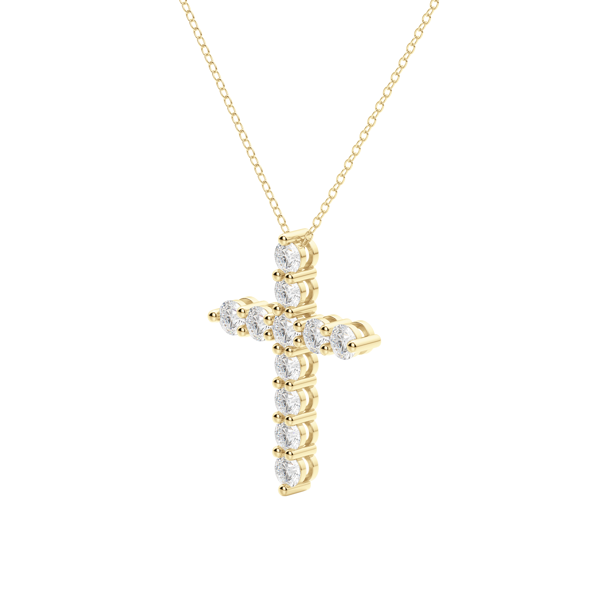 0.17 CT Round Cut Cross Pendant Moissanite Diamond Necklace