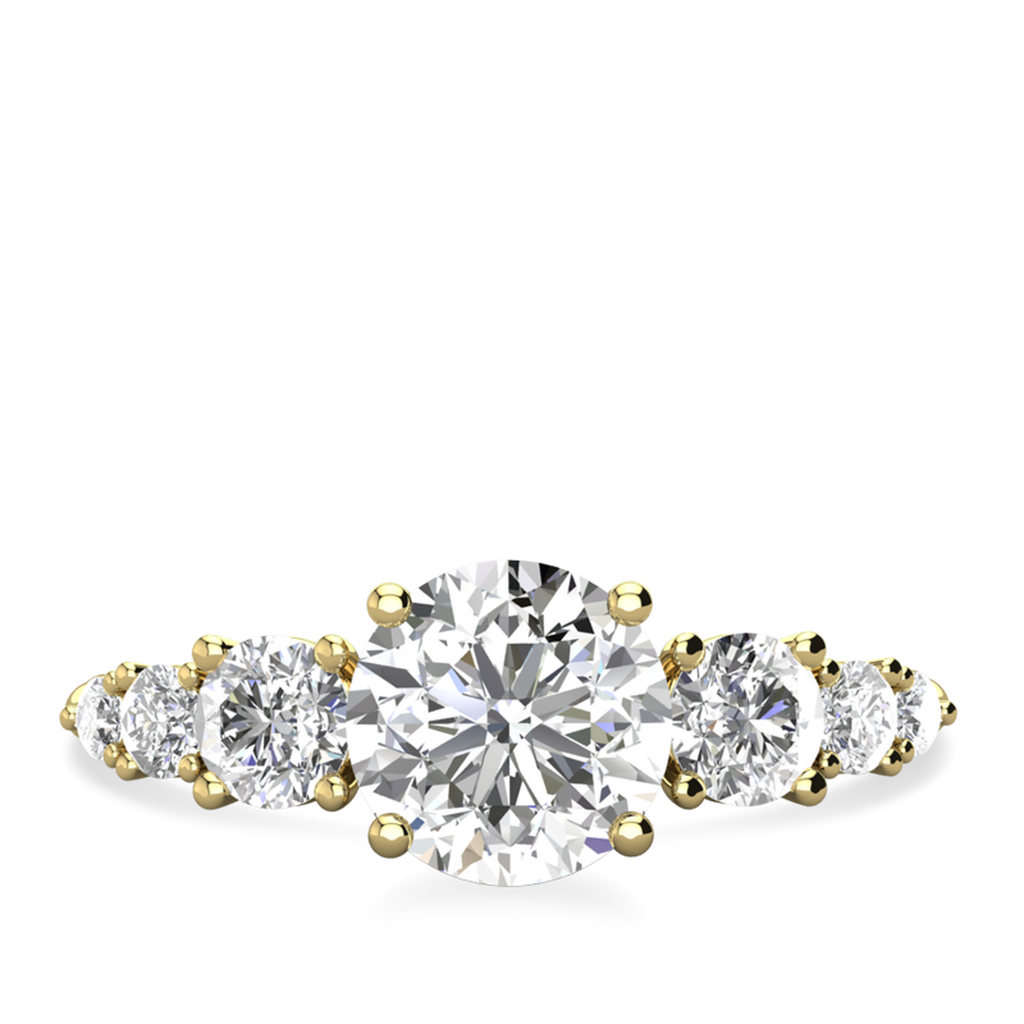1.0 CT Round Cut Seven Stone Moissanite Engagement Ring