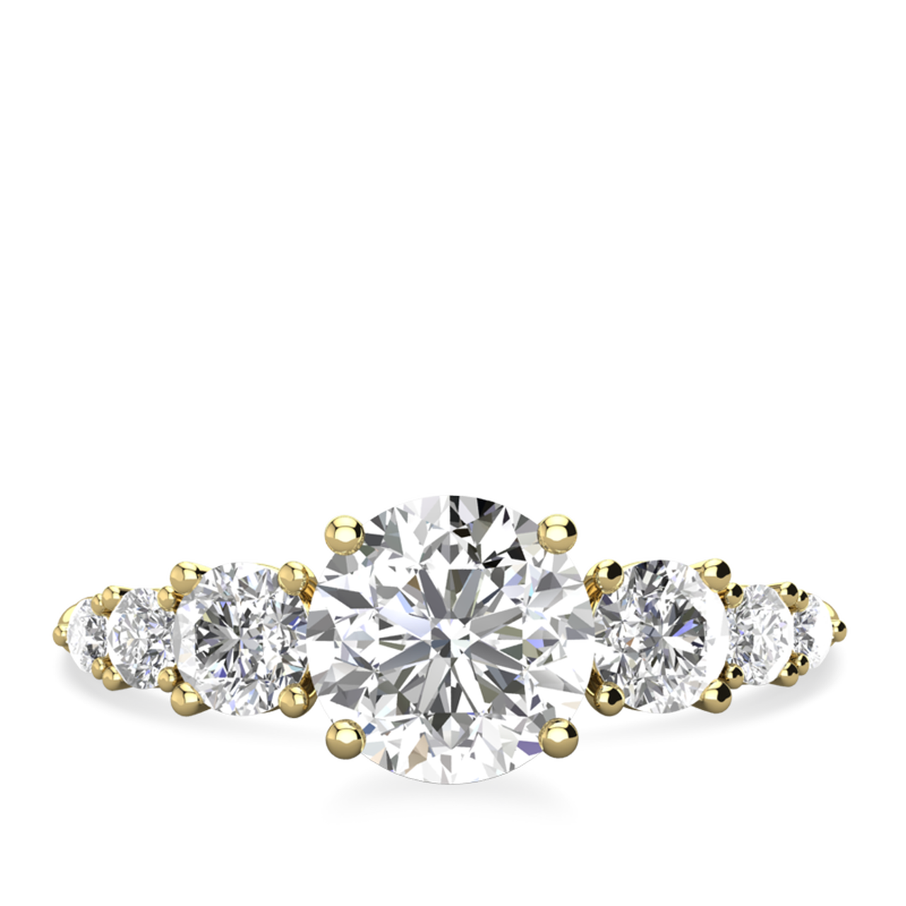 1.0 CT Round Cut Seven Stone Moissanite Engagement Ring