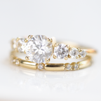 1.0 CT Round Cut Seven Stone Moissanite Engagement Ring